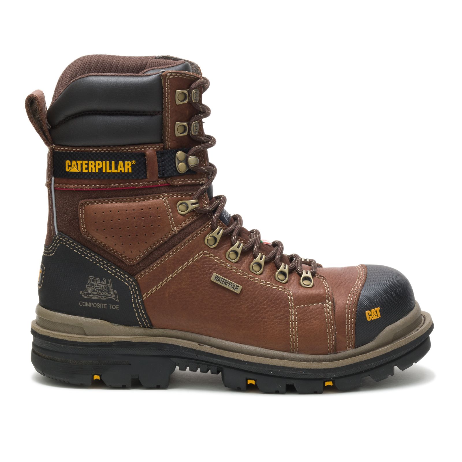 Caterpillar Hauler 8" Waterproof Composite Toe Csa - Mens Work Boots - Brown - NZ (849MWPIUT)